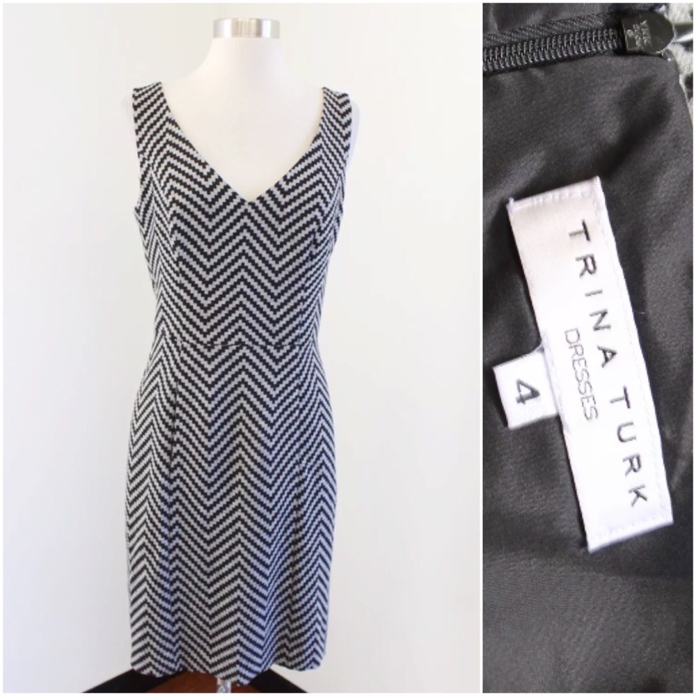 Trina Turk Chevron Striped Sheath Dress